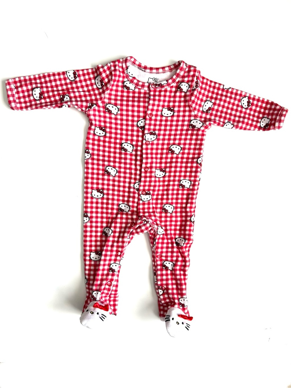 Hello Kitty Pink and White Gingham Footed One-Piece